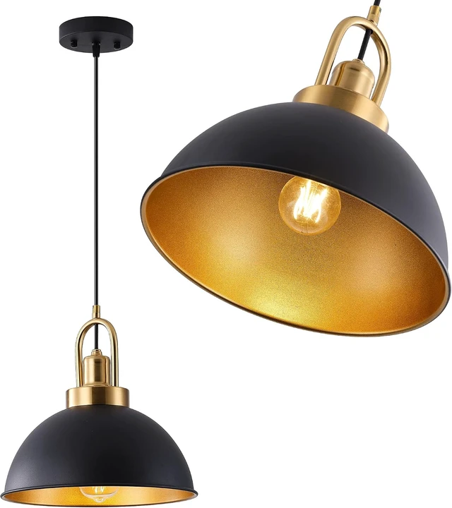 Alt view image 4 of 7 - Matte Black Farmhouse Pendant Light, Adjustable Height, Vintage Hanging Industrial Ceiling Lights Fixture for Kitchen Island Hallway Dining Room 2 Pack