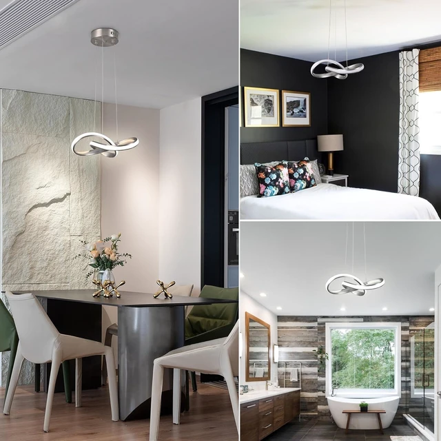 Alt view image 3 of 7 - Modern LED Pendant Light Fixture Contemporary Round Ring Chandelier Nickel with 4500K and 59in Height Adjustable Hanging Lamp for Kitchen Island Hallway Foyer Closet Corridor
