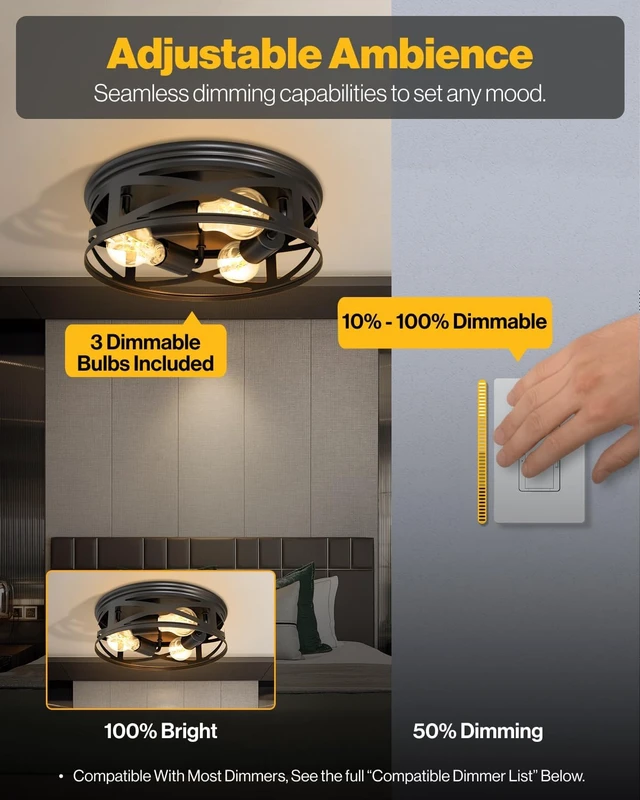 Alt view image 4 of 7 - Sunco 2 Pack Farmhouse 3-Light Flush Mount Ceiling Fixtures, E26 Base