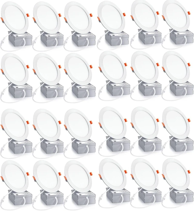 Main image of 24Pack 6 inch led recessed Light with Junction Box,Can Lights,12W LED Lights,110W Eqv,LED Ceiling Light,Can-Killer Downlight 1050LM High Brightness recessed Lighting(6500K, 6Inch-24Pack)