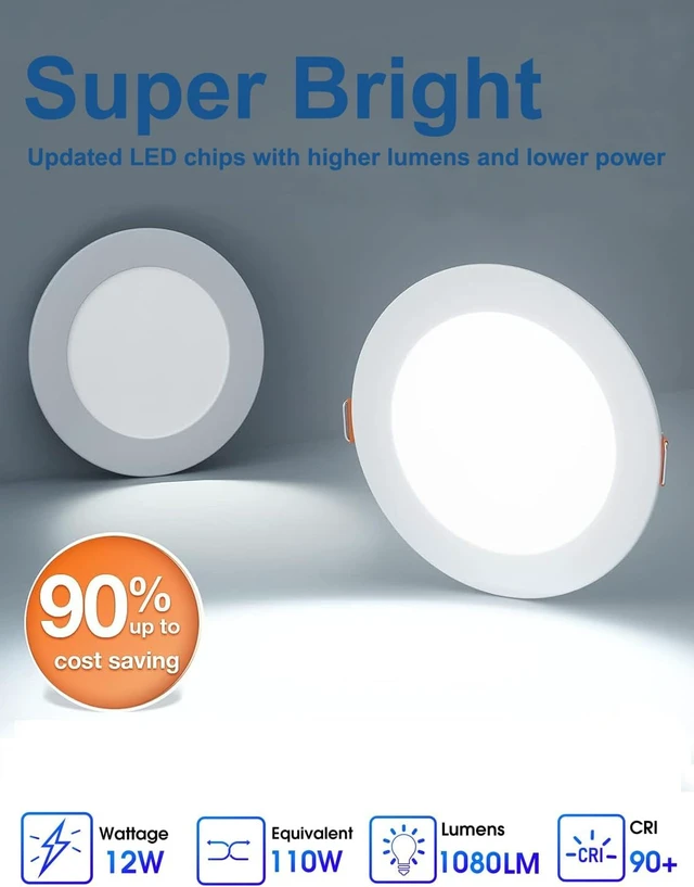 Alt view image 3 of 7 - 24Pack 6 inch led recessed Light with Junction Box,Can Lights,12W LED Lights,110W Eqv,LED Ceiling Light,Can-Killer Downlight 1050LM High Brightness recessed Lighting(6500K, 6Inch-24Pack)