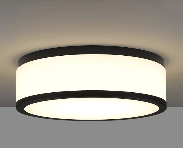 Main image of LED Flush Mount Ceiling Light, 15 inch, 24W Dimmable 3000K 4000K 5000K Matte Black Modern Round Ceiling Light Fixture for Kitchen, Hallway, Bathroom, Stairwell, LMS-054