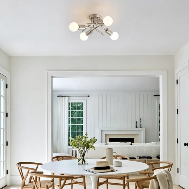 Alt view image 6 of 7 - WILON 4-Light Modern Semi Flush Mount Ceiling Light Fixture, Brushed Nickel
