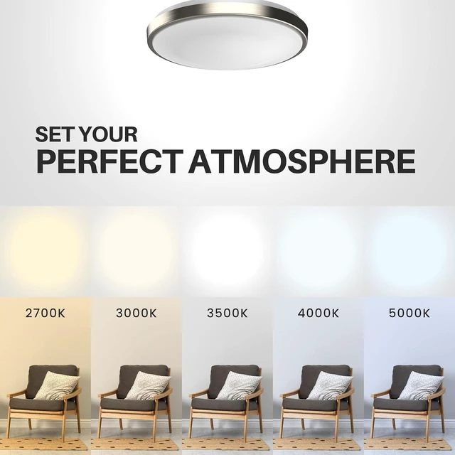 Alt view image 3 of 7 - 13" LED Flush Mount Ceiling Light Brushed Nickel Dimmable Adjustable Color Temperature Cozy Warm to Cool White Daylight 2700K 3000K 3500K 4000K 5000K Selectable 5CCT (13 inches)