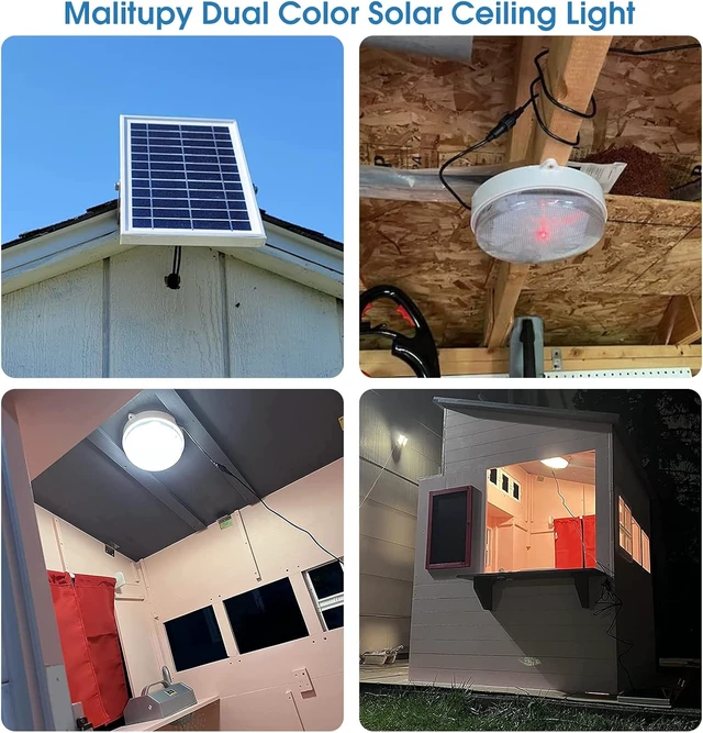 Alt view image 2 of 7 - Solar Ceiling Light Indoor/Outdoor,Durable Day/Night for Shed Barn