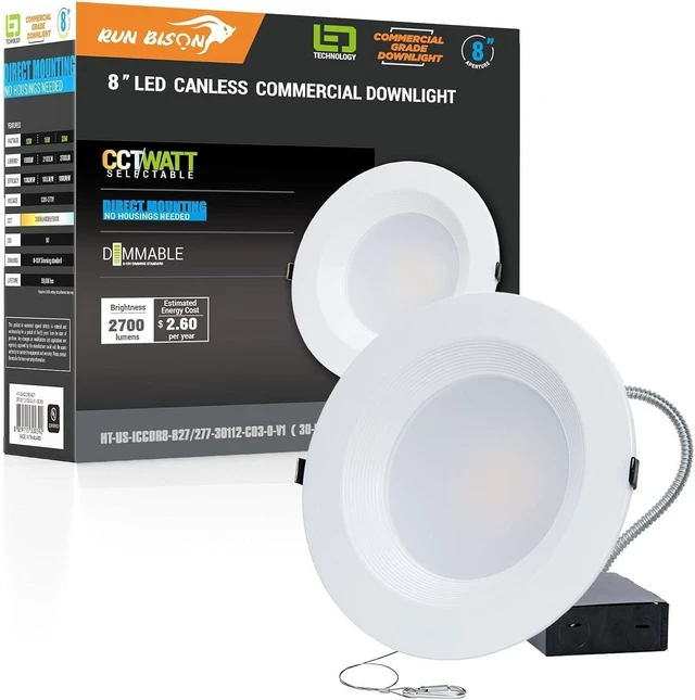 Main image of 8 Inch Recessed LED Commercial Downlight with J-Box, 120-277V