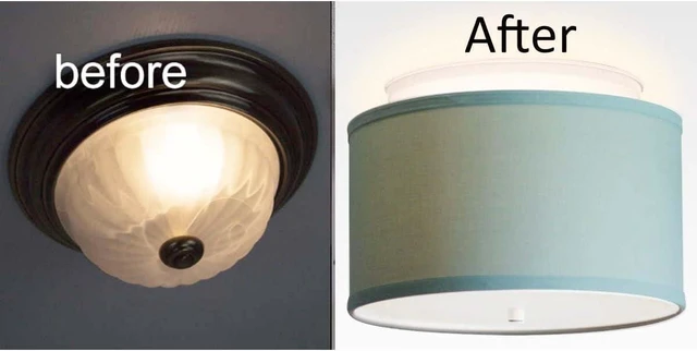 Alt view image 5 of 7 - Moderne Flush Mount Conversion Kit 14"w Island Paridise Blue Drum Lampshade