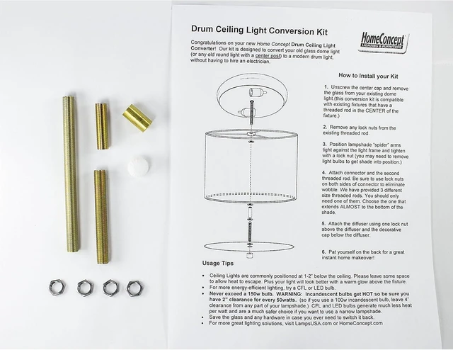 Alt view image 7 of 7 - Moderne Flush Mount Conversion Kit 14"w Island Paridise Blue Drum Lampshade