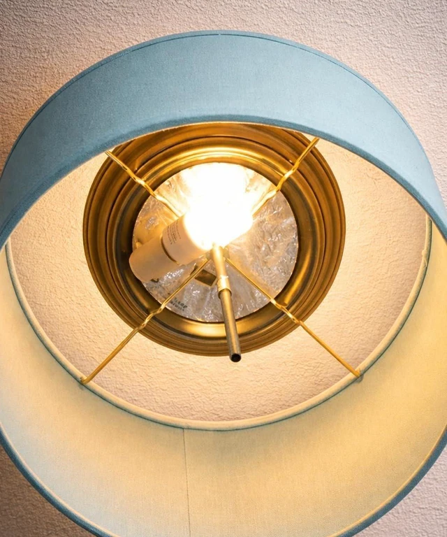Alt view image 4 of 7 - Moderne Flush Mount Conversion Kit 14"w Island Paridise Blue Drum Lampshade