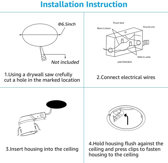 Alt view image 7 of 7 - TORCHSTAR 8-Pack 6 Inch Shallow Remodel Recessed Lighting Housing 120-277V