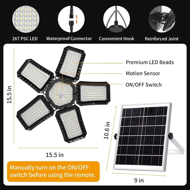 Alt view image 7 of 7 - Solar Light for Shed with Constant On & Motion Activated 267 LED Large Lamp