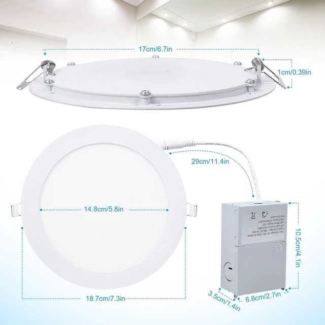 Alt view image 5 of 7 - 7 Inch Ultra-Thin LED Recessed Ceiling Light , 6000K Cool Light 18W