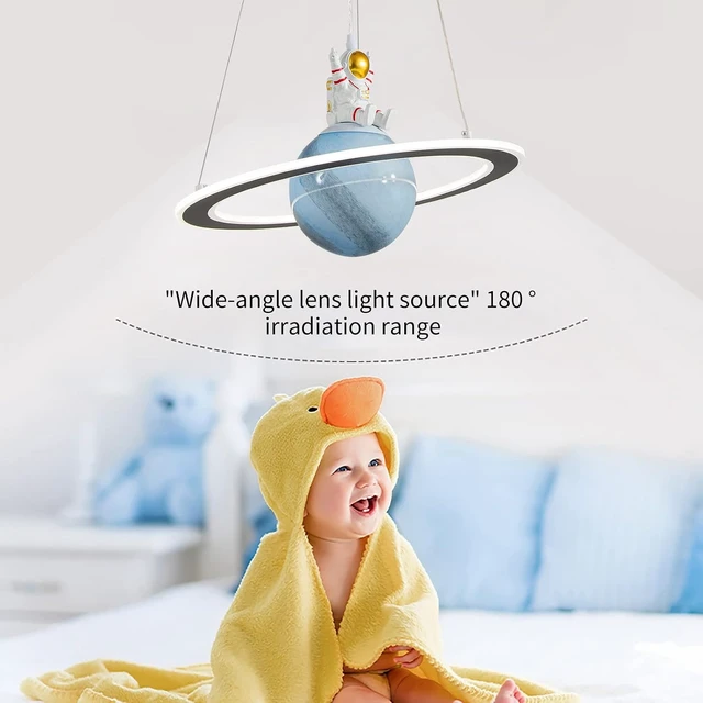 Alt view image 3 of 7 - O'NEELDY Astronaut Chandelier, 19'' 40W LED Pendant Light for Kids Room