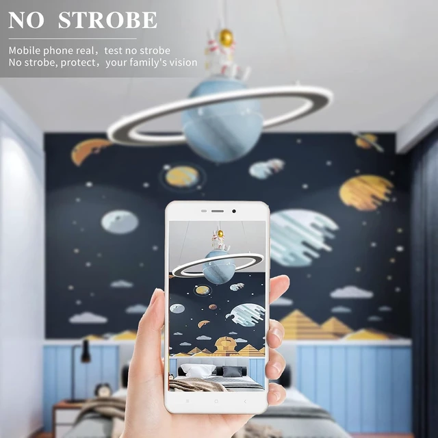 Alt view image 4 of 7 - O'NEELDY Astronaut Chandelier, 19'' 40W LED Pendant Light for Kids Room