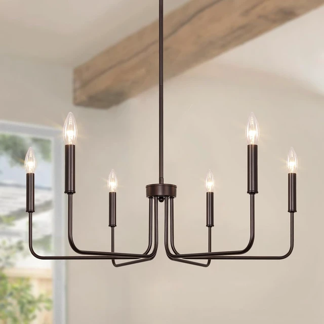 Main image of 6-Light Farmhouse Chandeliers for Dining Room, Oil Rubbed Bronze