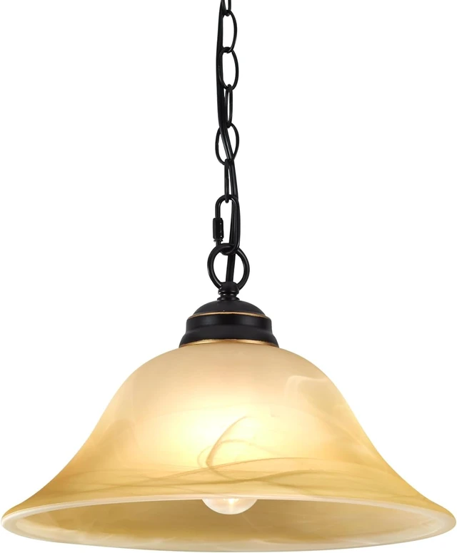 Alt view image 2 of 7 - 12"D Retro Alabaster Glass Domed Shade with 1.65" Opening, Pendant Light Cover, Lighting Fixture Replacement
