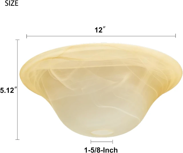 Alt view image 4 of 7 - 12"D Retro Alabaster Glass Domed Shade with 1.65" Opening, Pendant Light Cover, Lighting Fixture Replacement