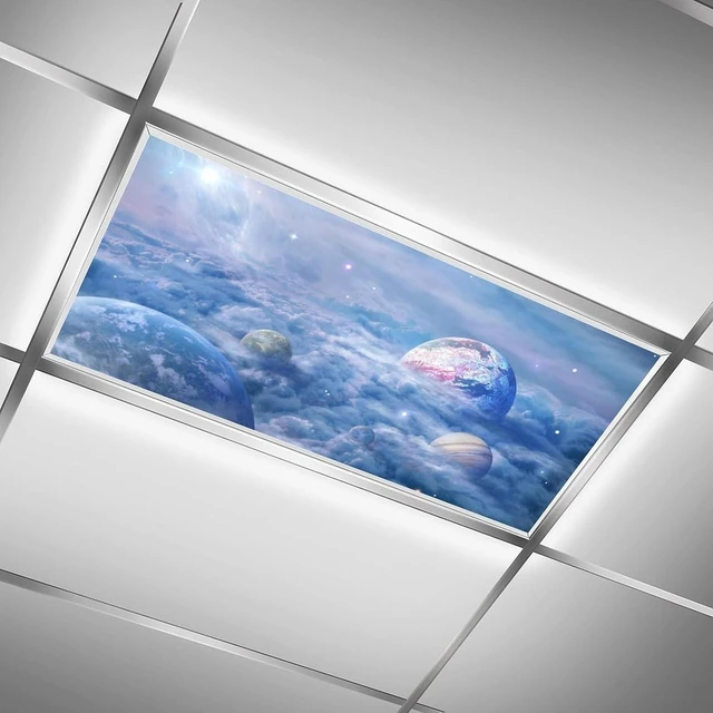 Main image of 2PCS Fluorescent Light Covers for Classroom Ceiling Lights Magnetic Light Covers,Fluorescent Light Filters for School Home Office Drop Ceiling Lamp Decor Light Filters 4x2Feet(Planet Drool)