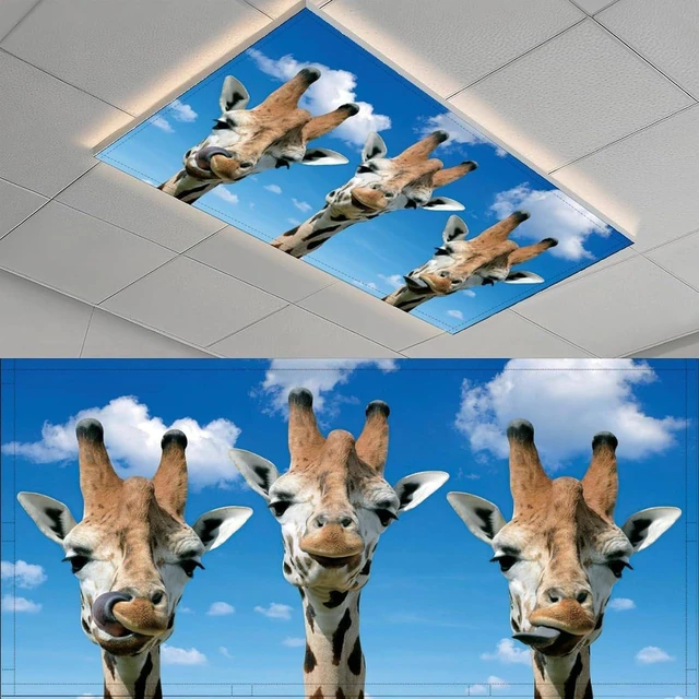 Main image of 2 Pcs Fluorescent Light Cover for Classroom - Funny Giraffe Magnetic Fluorescent Light Covers, Ceiling Light Covers Shade Panel Coverings for Office Classroom Home Drop Ceiling, 4 X 2 Feet
