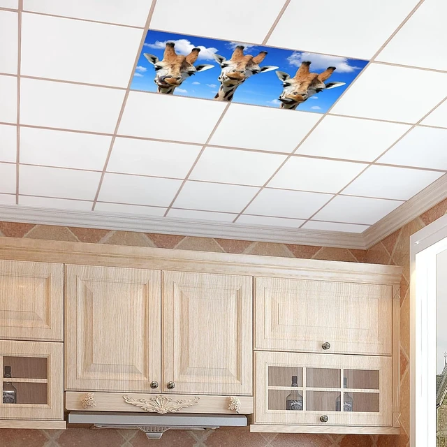Alt view image 7 of 7 - 2 Pcs Fluorescent Light Cover for Classroom - Funny Giraffe Magnetic Fluorescent Light Covers, Ceiling Light Covers Shade Panel Coverings for Office Classroom Home Drop Ceiling, 4 X 2 Feet