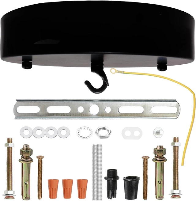 Main image of 7.9inch Ceiling Canopy Kit with Hook,with All Mounting Hardware,Black
