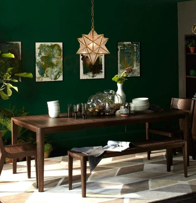 Alt view image 2 of 7 - DAYCENT Brass Moravian Star Pendant Lighting Seeded Glass Pendant Lights 13 1/2 inches