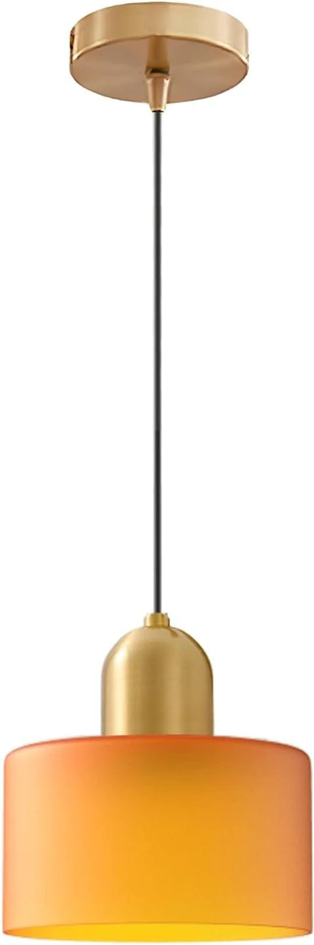 Main image of Modern Glass Pendant Light, E26 Hanging Light Fixture with Gold Metal Socket, Adjustable Cord Ceiling Lighting for Kitchen, Dining Room, and Bedroom (Orange)
