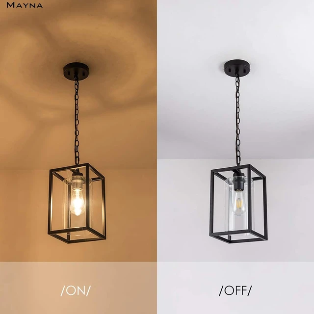 Alt view image 4 of 7 - MAYNA 1-Light Farmhouse Pendant Light, Black Pendant Lights Kitchen Island