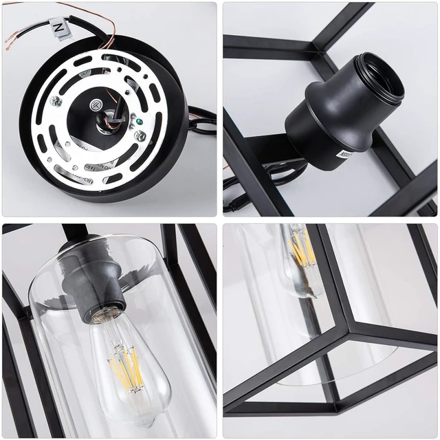 Alt view image 5 of 7 - MAYNA 1-Light Farmhouse Pendant Light, Black Pendant Lights Kitchen Island