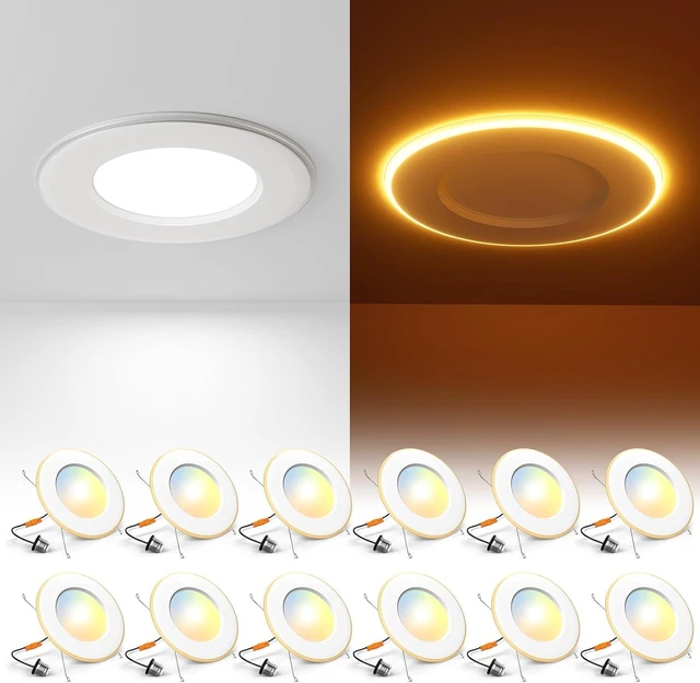 Main image of Amico 5/6 inch LED Retrofit Recessed Can Lights with Night Light, 12 Pack