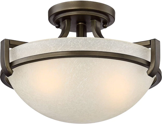Alt view image 2 of 6 - Regency Hill Mallot 13" Wide Bronze Champagne Glass Ceiling Light Fixture