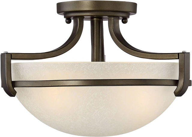 Alt view image 3 of 6 - Regency Hill Mallot 13" Wide Bronze Champagne Glass Ceiling Light Fixture
