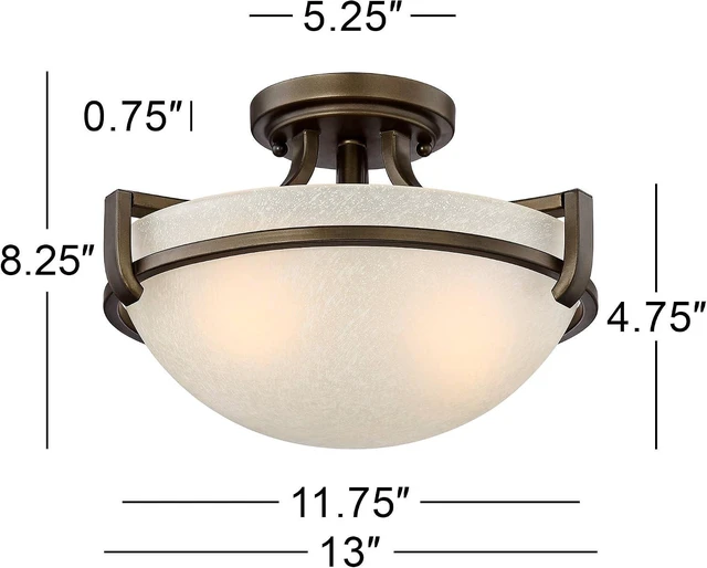 Alt view image 4 of 6 - Regency Hill Mallot 13" Wide Bronze Champagne Glass Ceiling Light Fixture