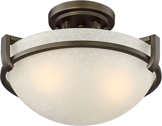 Alt view image 6 of 6 - Regency Hill Mallot 13" Wide Bronze Champagne Glass Ceiling Light Fixture