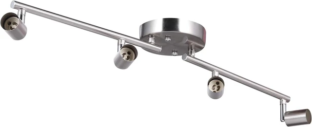 Alt view image 2 of 7 - AIBOO 4-Light Adjustable Dimmable Track Lighting Kit, Flexible Foldable Arms,Satin Nickel Kitchen,Hallyway Bed Room Lighting Fixture, GU10 Base Bulbs not Included