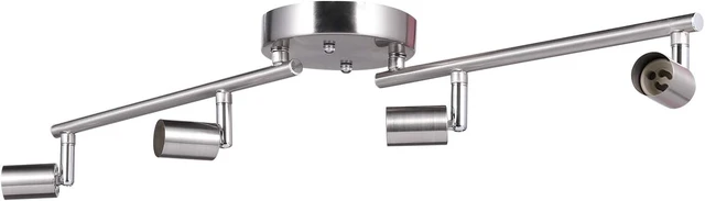 Alt view image 3 of 7 - AIBOO 4-Light Adjustable Dimmable Track Lighting Kit, Flexible Foldable Arms,Satin Nickel Kitchen,Hallyway Bed Room Lighting Fixture, GU10 Base Bulbs not Included