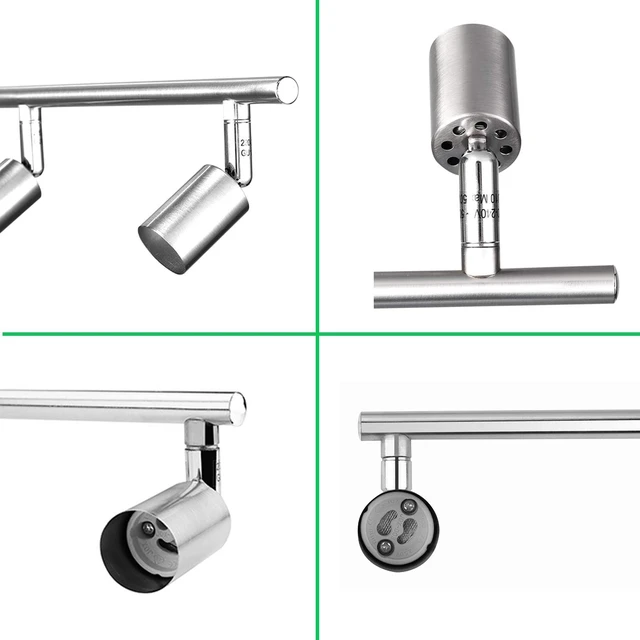 Alt view image 4 of 7 - AIBOO 4-Light Adjustable Dimmable Track Lighting Kit, Flexible Foldable Arms,Satin Nickel Kitchen,Hallyway Bed Room Lighting Fixture, GU10 Base Bulbs not Included