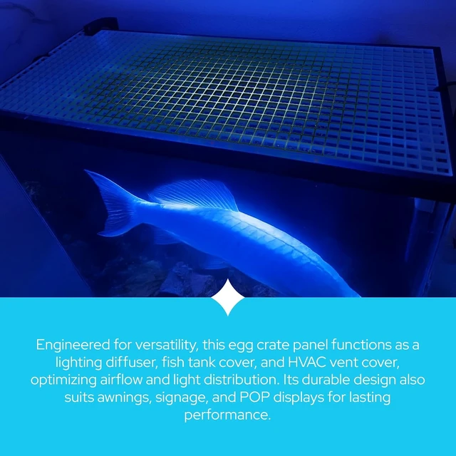 Alt view image 6 of 7 - KASTLITE Black Egg Crate Fluorescent Light Cover, 2' x 4', 2-Pack