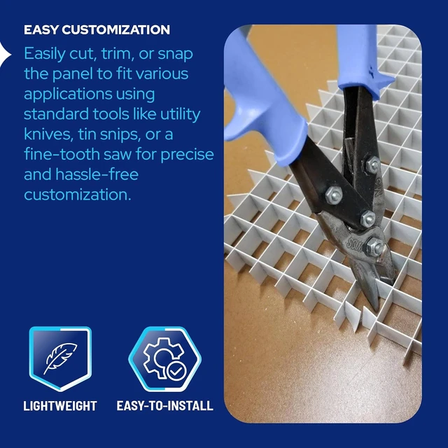 Alt view image 7 of 7 - KASTLITE Black Egg Crate Fluorescent Light Cover, 2' x 4', 2-Pack