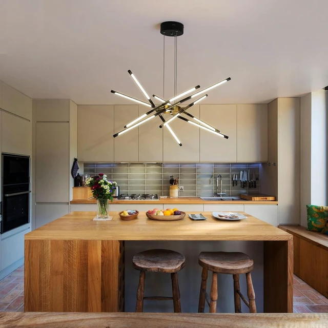 Alt view image 7 of 7 - Black and Gold Chandelier,Modern Sputnik Chandelier LED Chandeliers Ceiling Light Easy to Install Pendant Lights New Art Hanging Lamps for Dining Room,Kitchen,Bedroom,Living Room (12 Heads )