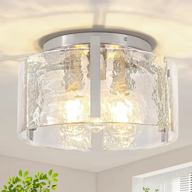 Main image of Modern Brushed Nickel Semi Flush Mount Ceiling Light 3 Lights Ceiling Lamp