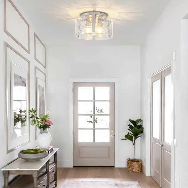Alt view image 2 of 7 - Modern Brushed Nickel Semi Flush Mount Ceiling Light 3 Lights Ceiling Lamp