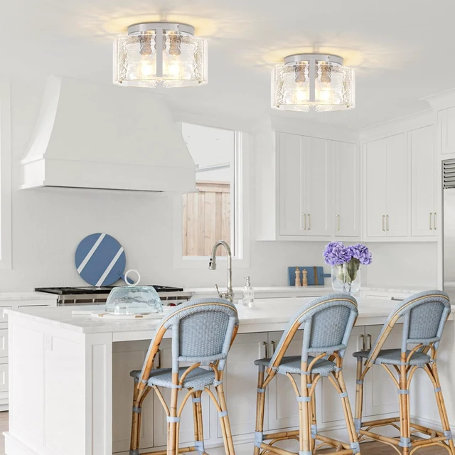 Alt view image 3 of 7 - Modern Brushed Nickel Semi Flush Mount Ceiling Light 3 Lights Ceiling Lamp