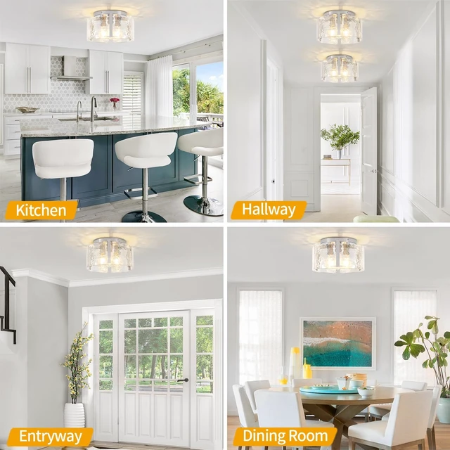 Alt view image 4 of 7 - Modern Brushed Nickel Semi Flush Mount Ceiling Light 3 Lights Ceiling Lamp