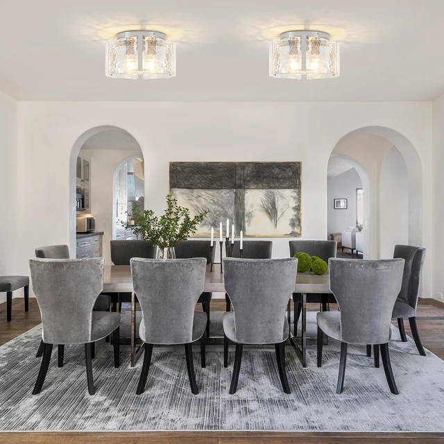 Alt view image 7 of 7 - Modern Brushed Nickel Semi Flush Mount Ceiling Light 3 Lights Ceiling Lamp