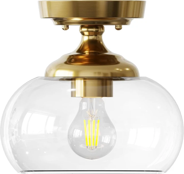 Main image of VONLUCE Industrial Semi Flush Mount Ceiling Light, Brushed Gold