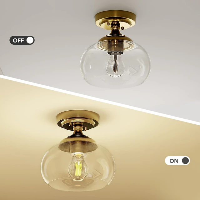 Alt view image 3 of 7 - VONLUCE Industrial Semi Flush Mount Ceiling Light, Brushed Gold