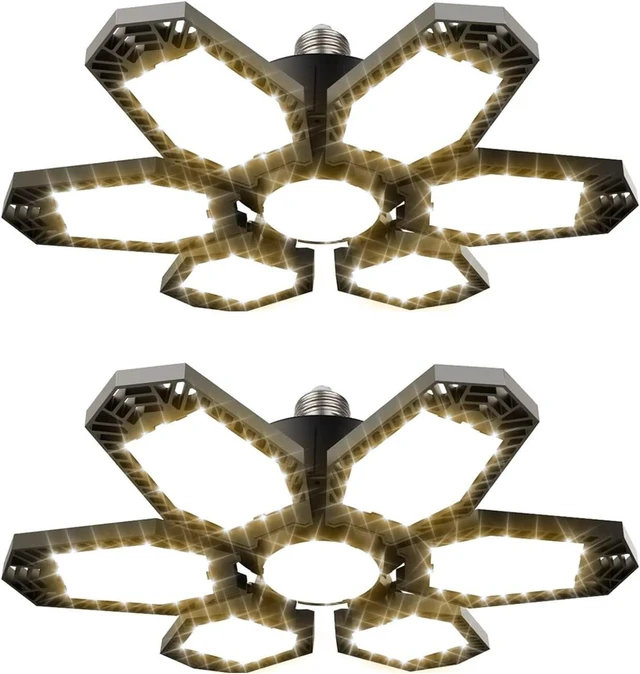 Main image of TANBABY 2 Pack Warm Garage Lights, Deformable Ceiling Light, 12000LM 3000K