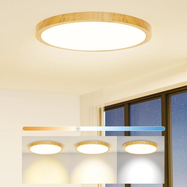 Main image of Flush Mount Ceiling Light Fixture Wood Grain 12 Inch 24W
