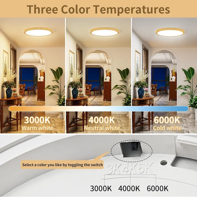 Alt view image 2 of 7 - Flush Mount Ceiling Light Fixture Wood Grain 12 Inch 24W